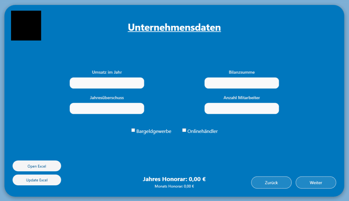 Honorarrechner Eingabedaten