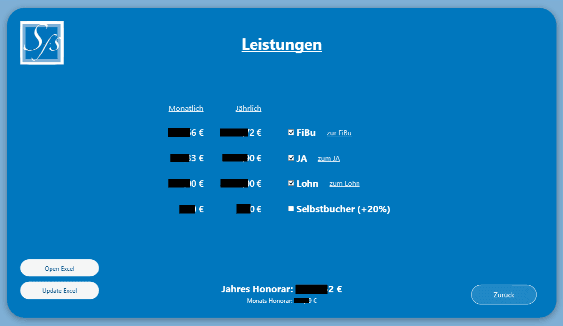 Honorarrechner Leistungen