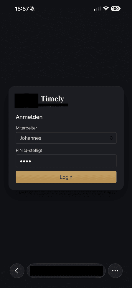 Timely Login mit Namensauswahl und PIN